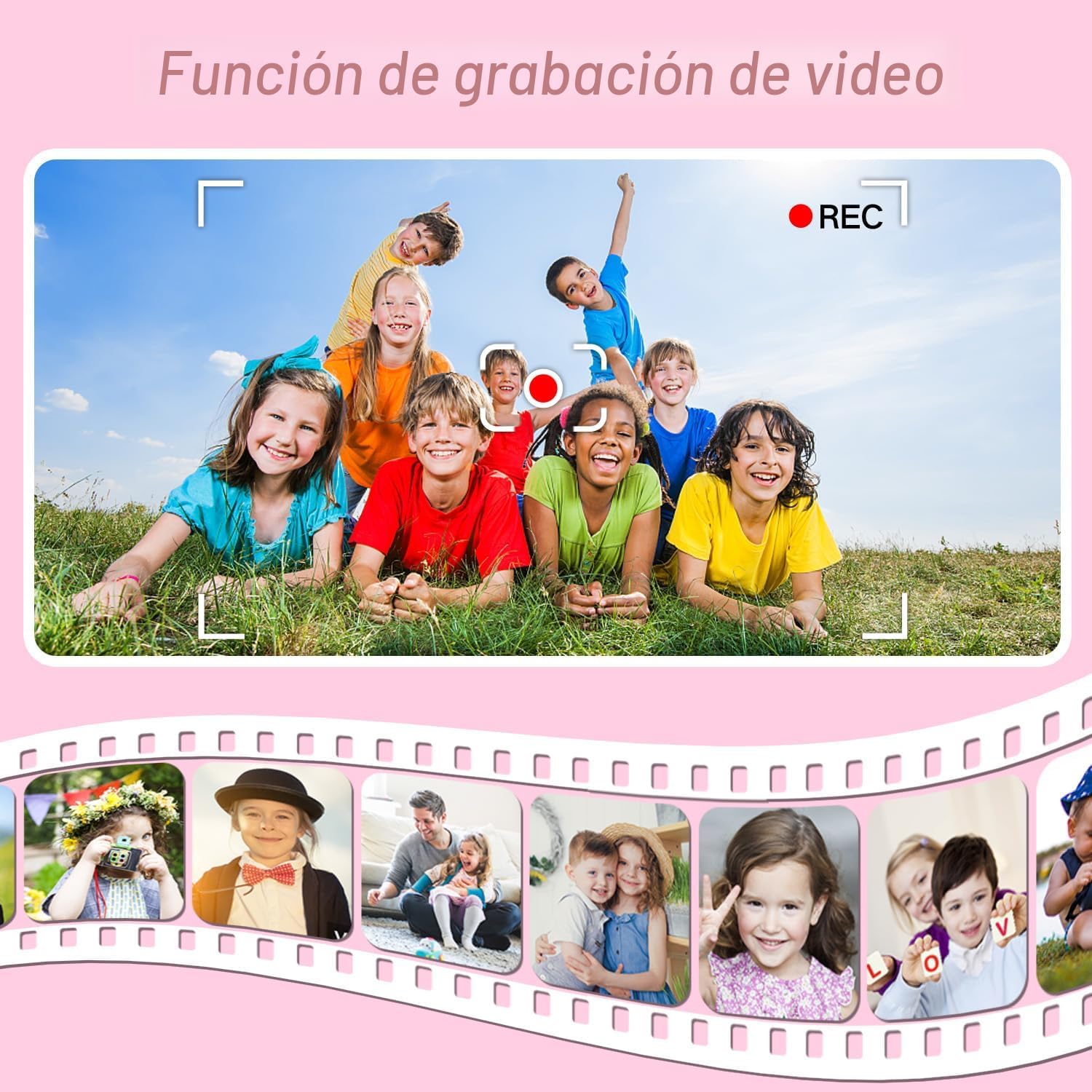 Goopow - Cámara digital para niñas y niños cámara de video con funda suave con diseño 32GB