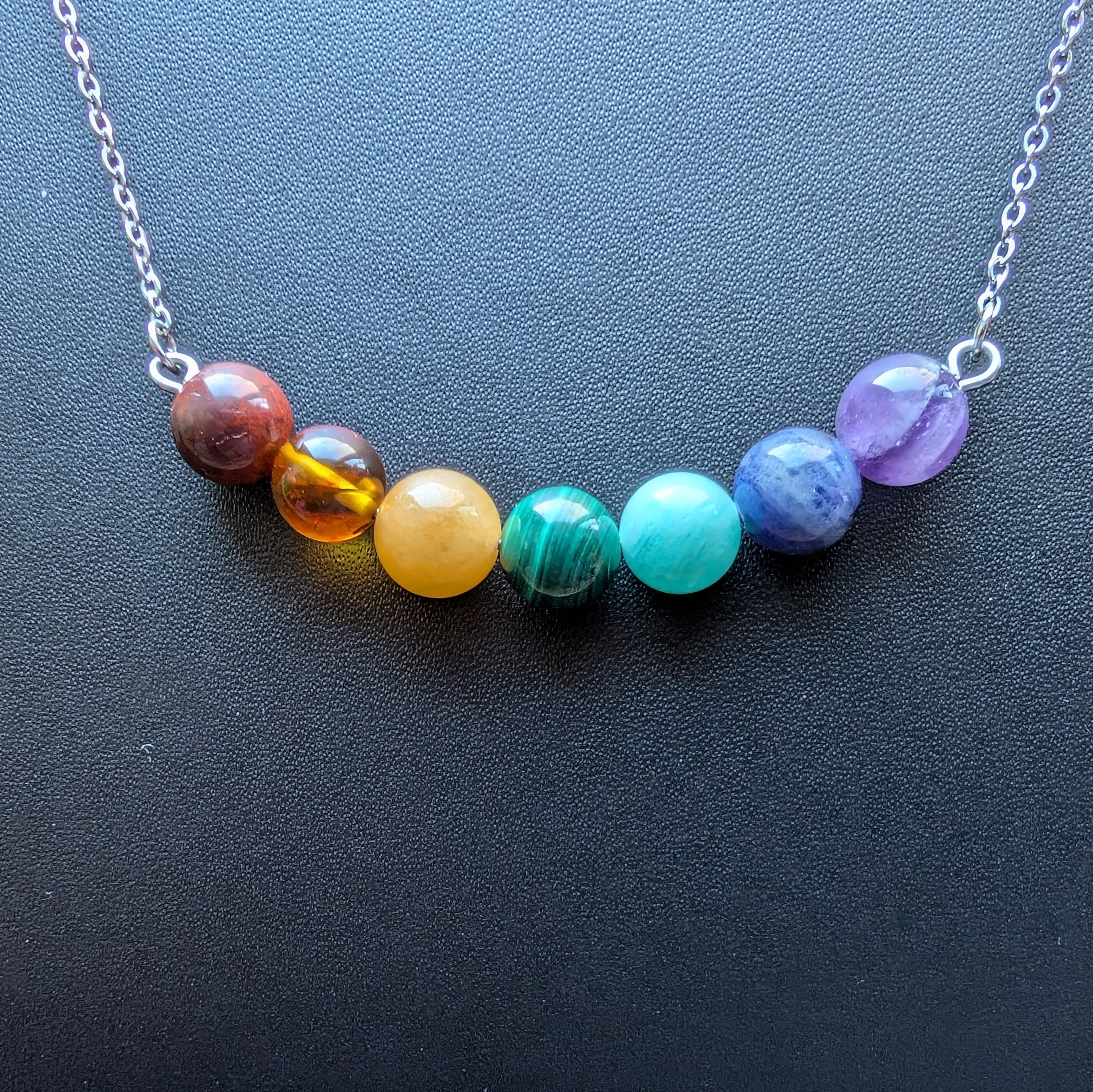 Seven Chakra 8mm Gemstone Necklace Version 2