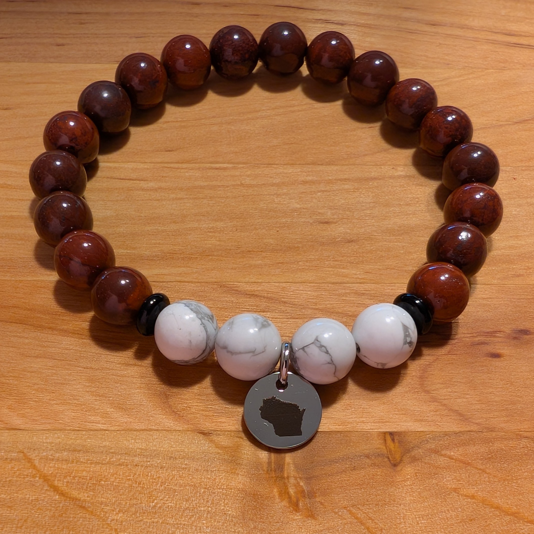 Wisconsin Charm 8mm Bead Bracelet