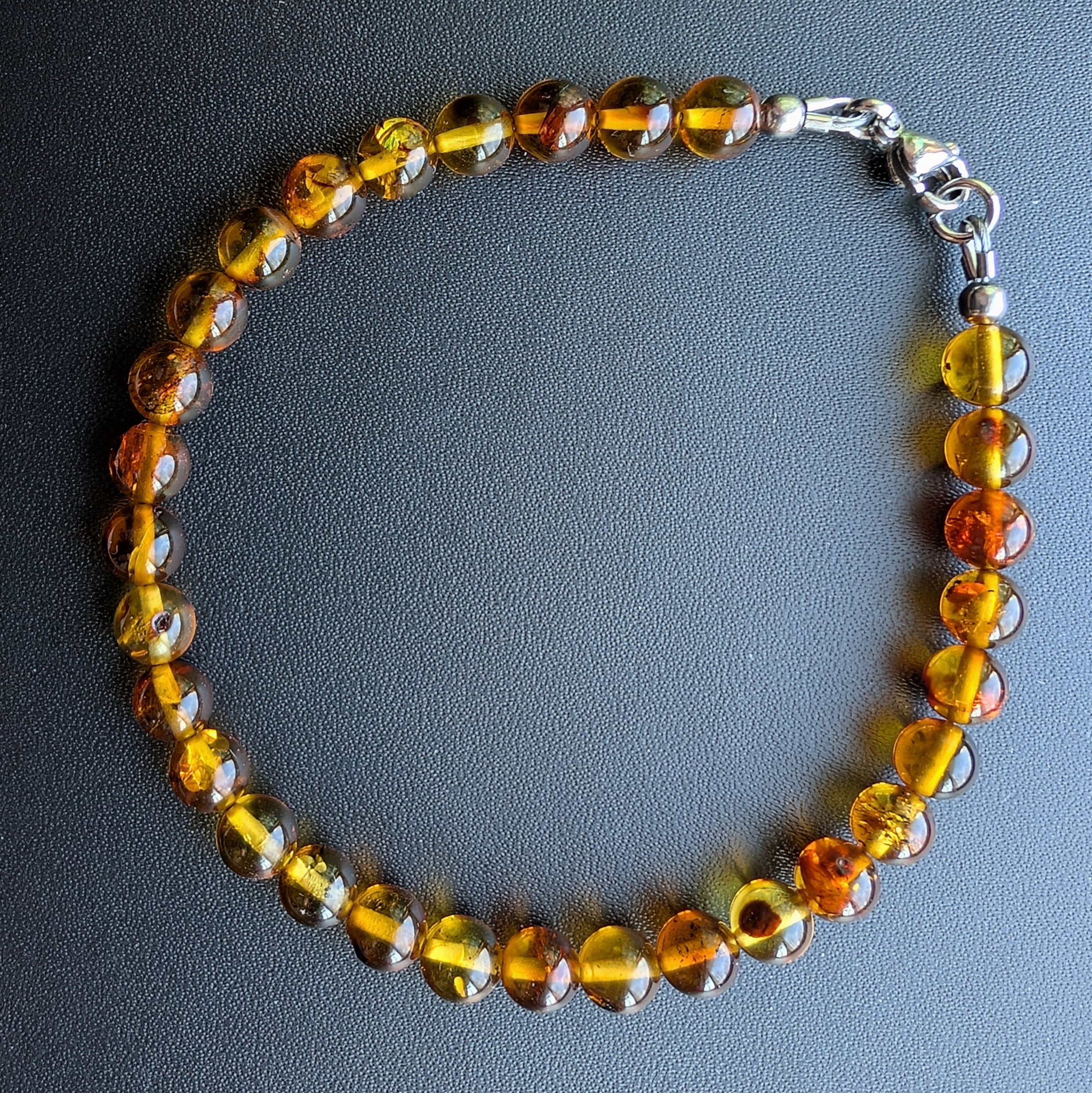 Indonesian Amber 6mm Clasped Bead Bracelet