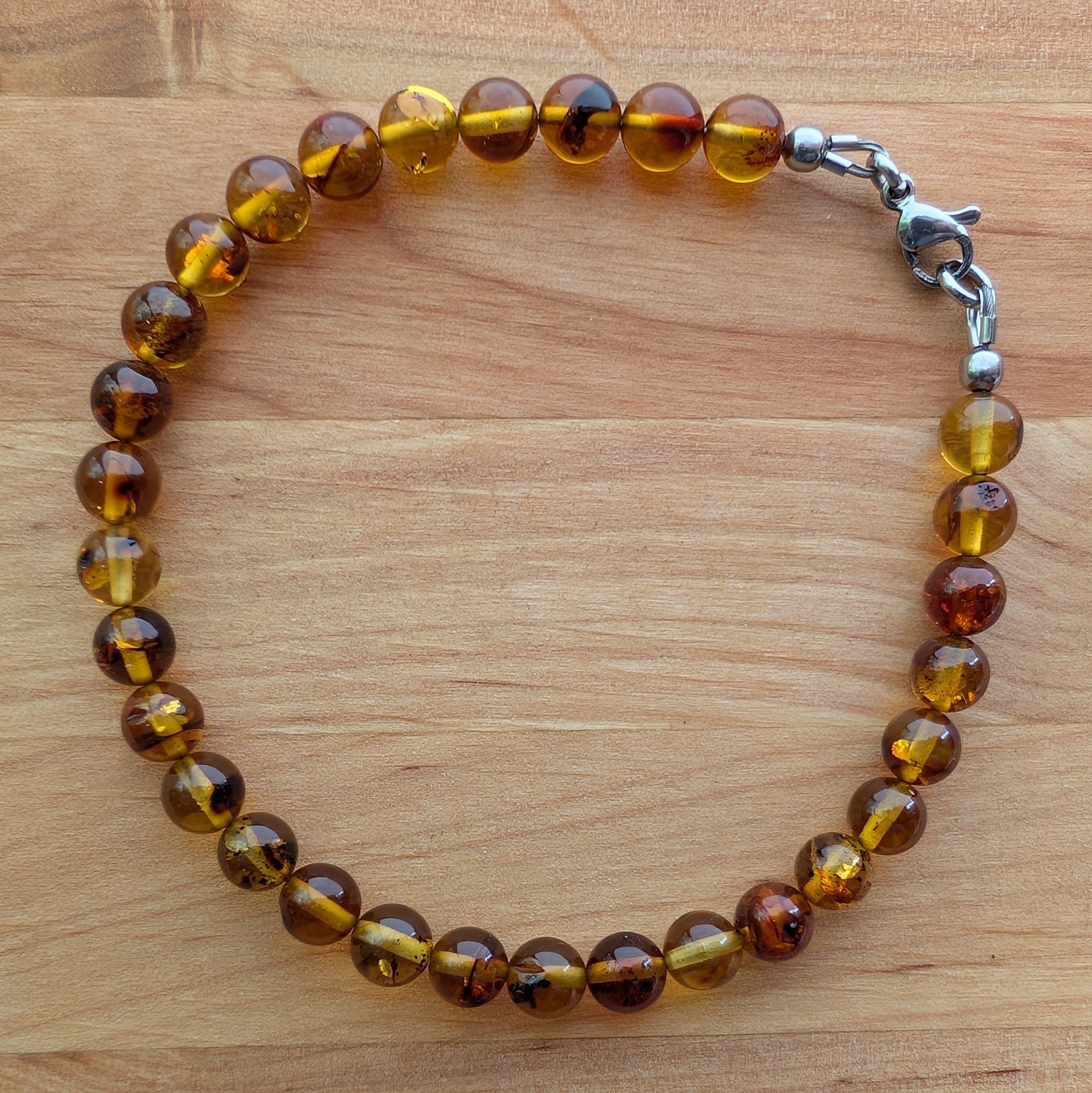Indonesian Amber 8mm Clasped Bead Bracelet