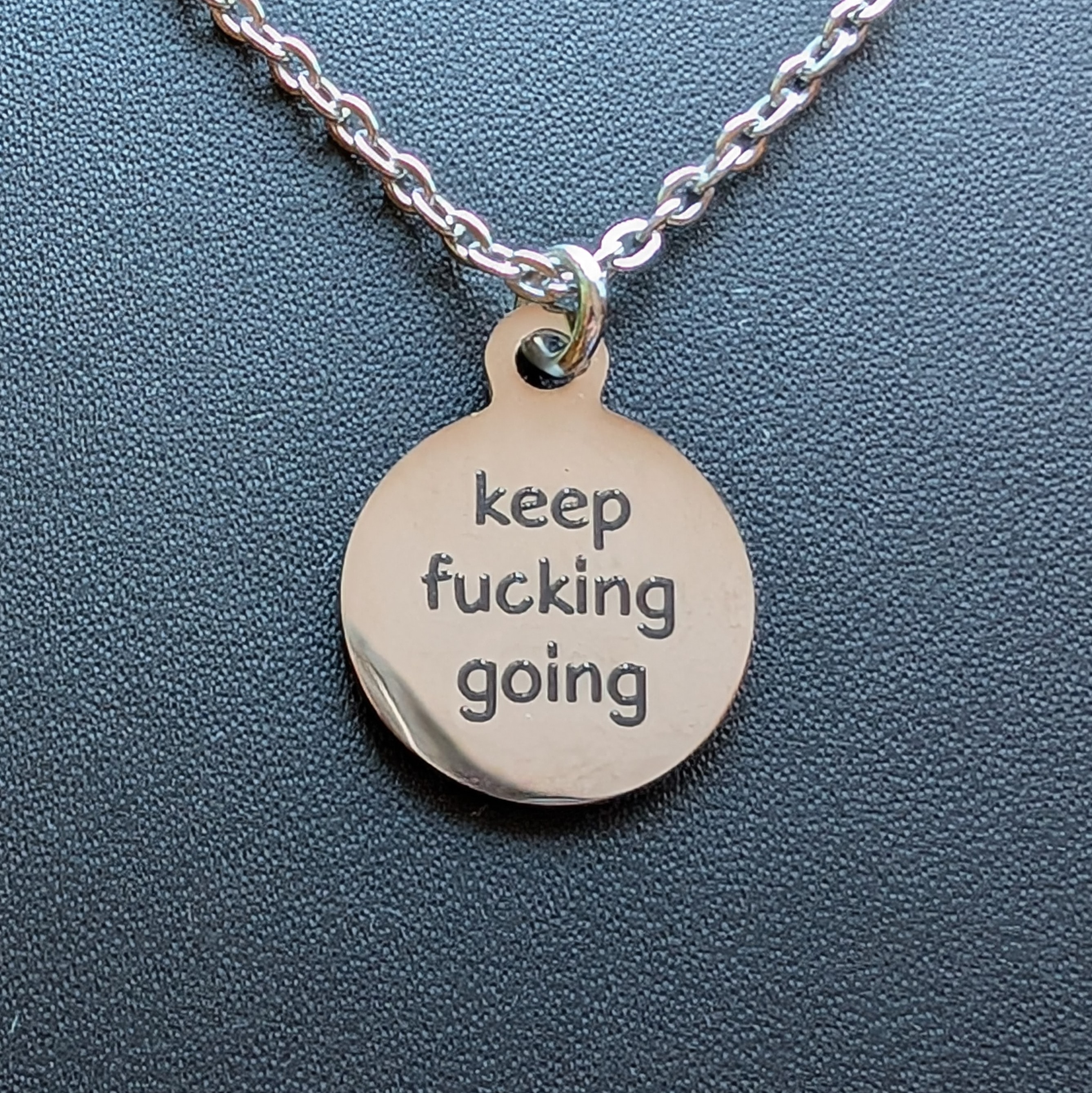 Keep Going Engraved Pendant Necklace