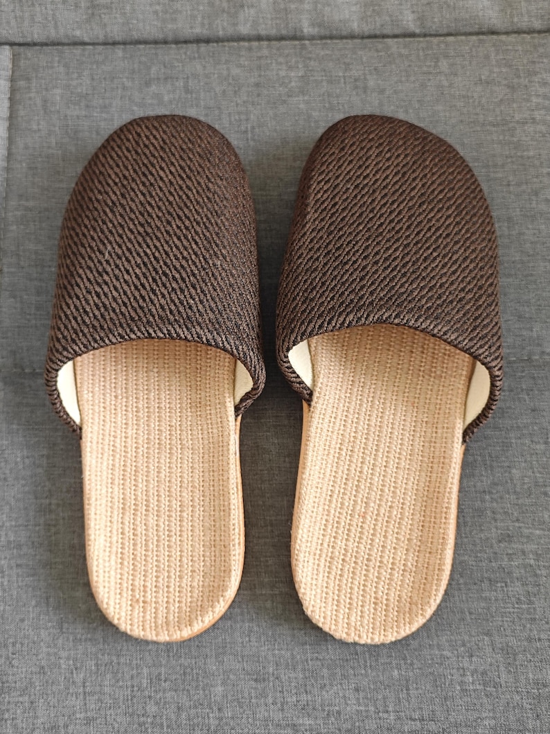 Linen Cotton House Slippers, Enclosed Toe Summer Slides, Soft Sole Non-Slip Indoor Outdoor Mules, Natural Fiber Comfort Shoes
