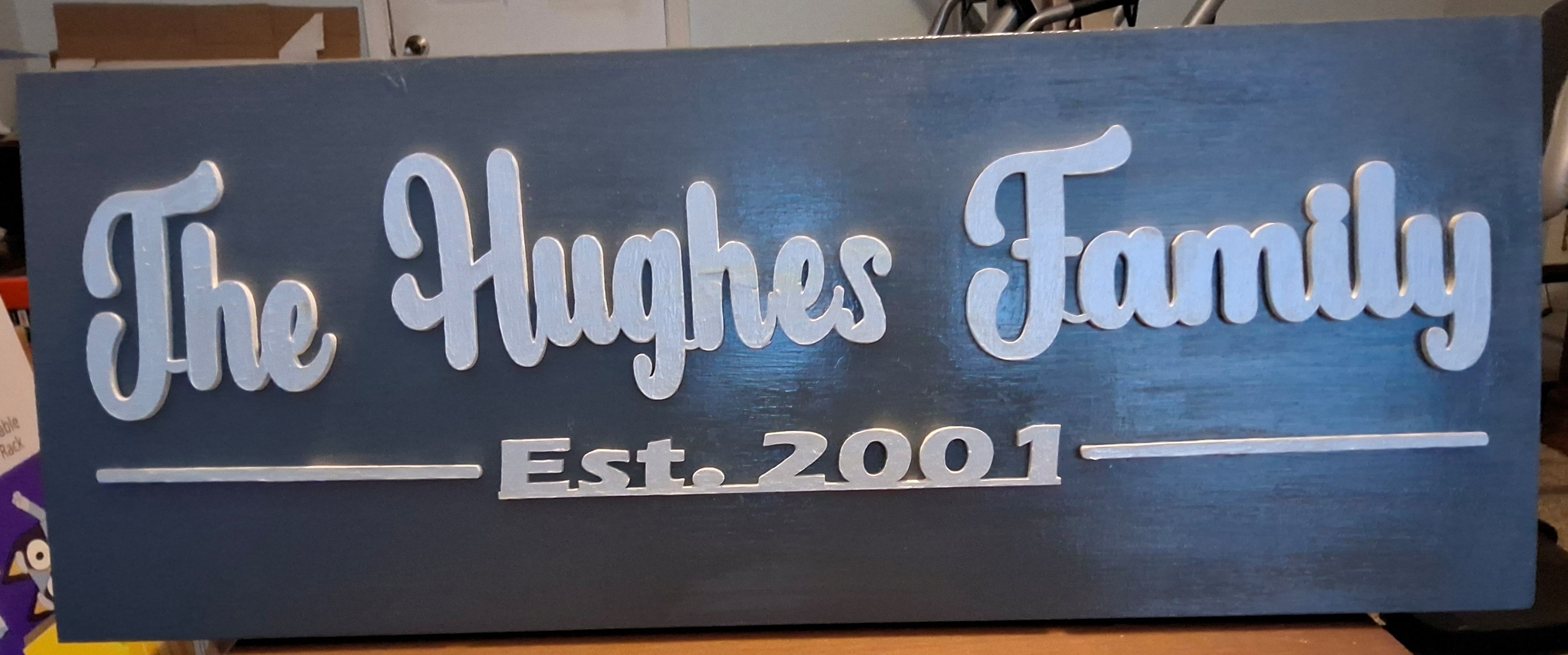 Personalized Family Name Sign Gray Stain