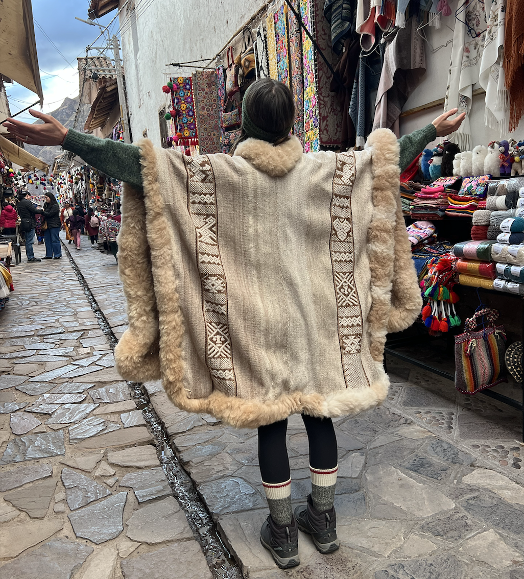 Handmade Baby Alpaca Poncho Beige