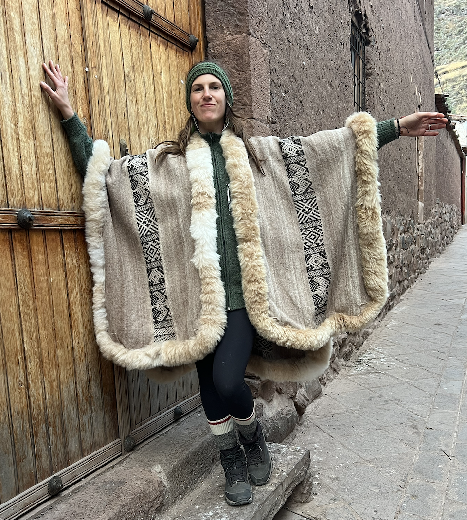 Handmade Baby Alpaca Poncho Beige