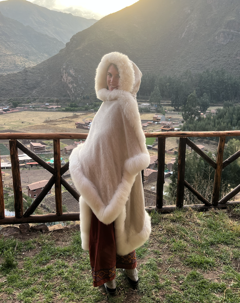 Handmade Baby Alpaca Poncho White