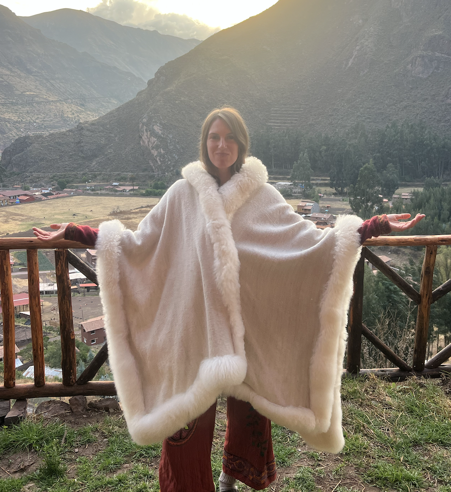 Handmade Baby Alpaca Poncho White