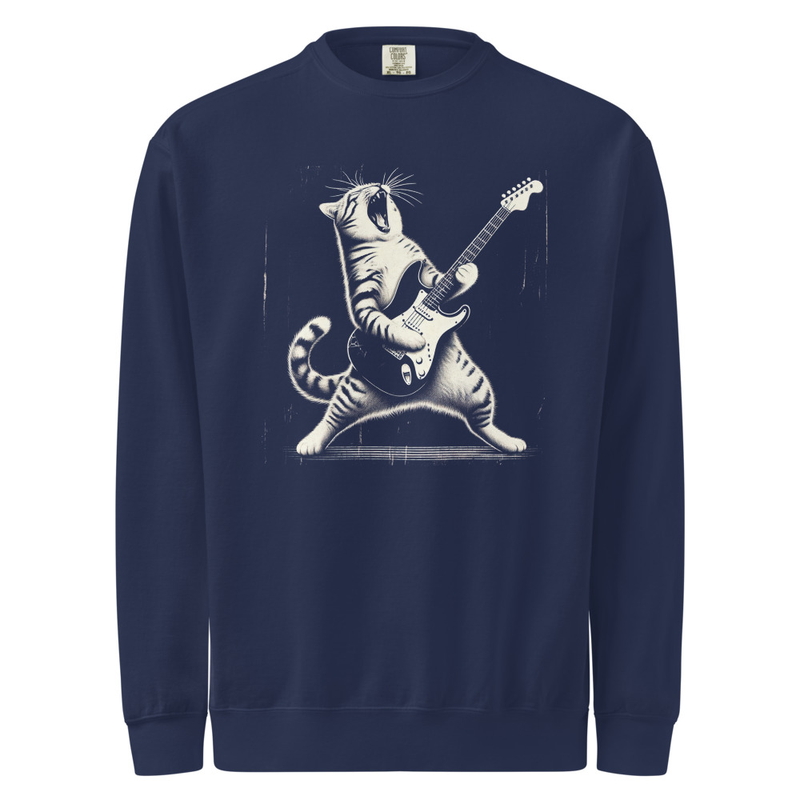 Cat Rocking Guitar Sweatshirt - Comfort Colors