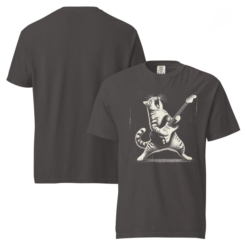 Cat Rocking Guitar - T-Shirt Comfort Colors 1717