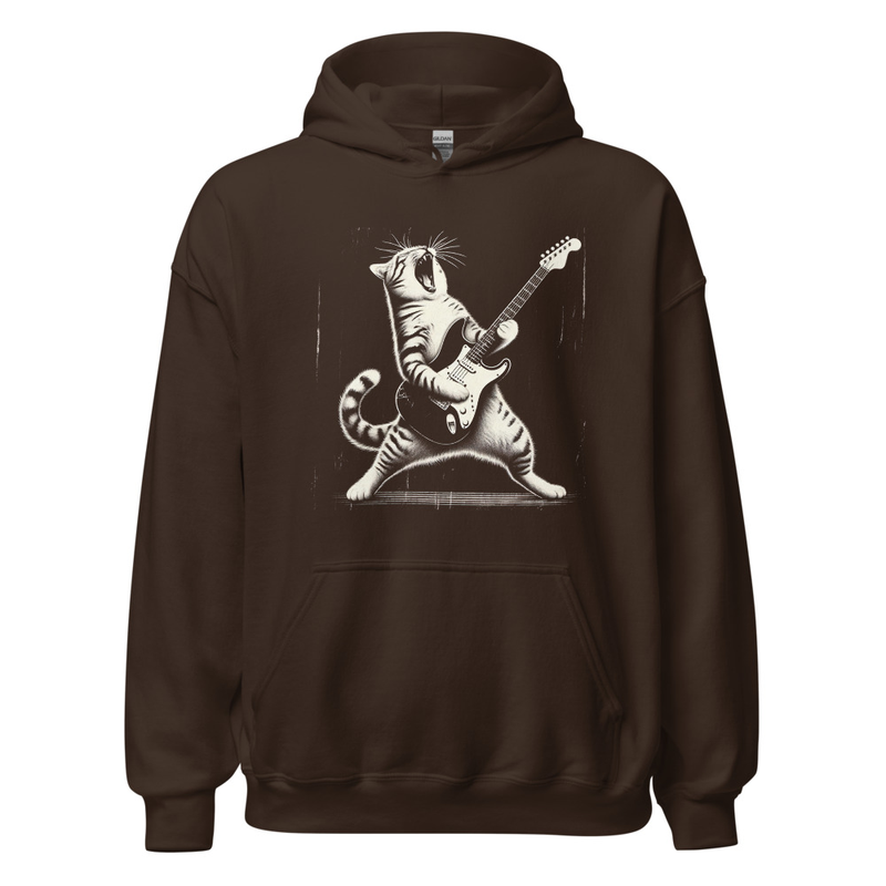 Cat Rocking Guitar Hoodie - Gildan 1850