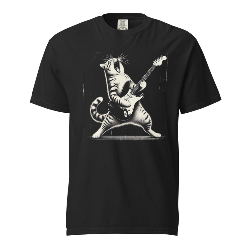 Cat Rocking Guitar - T-Shirt Comfort Colors 1717