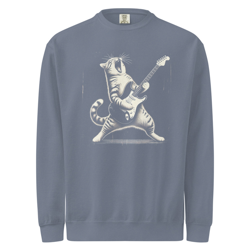 Cat Rocking Guitar Sweatshirt - Comfort Colors