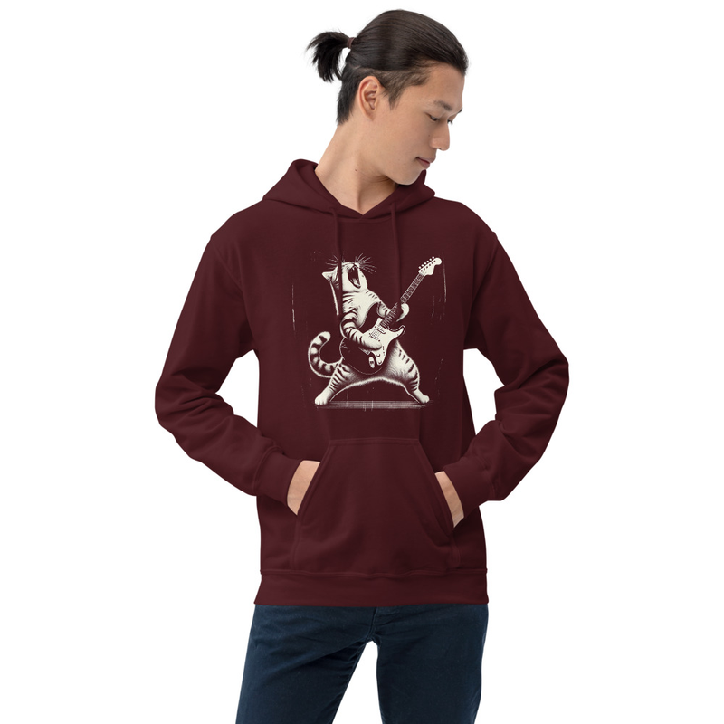 Cat Rocking Guitar Hoodie - Gildan 1850