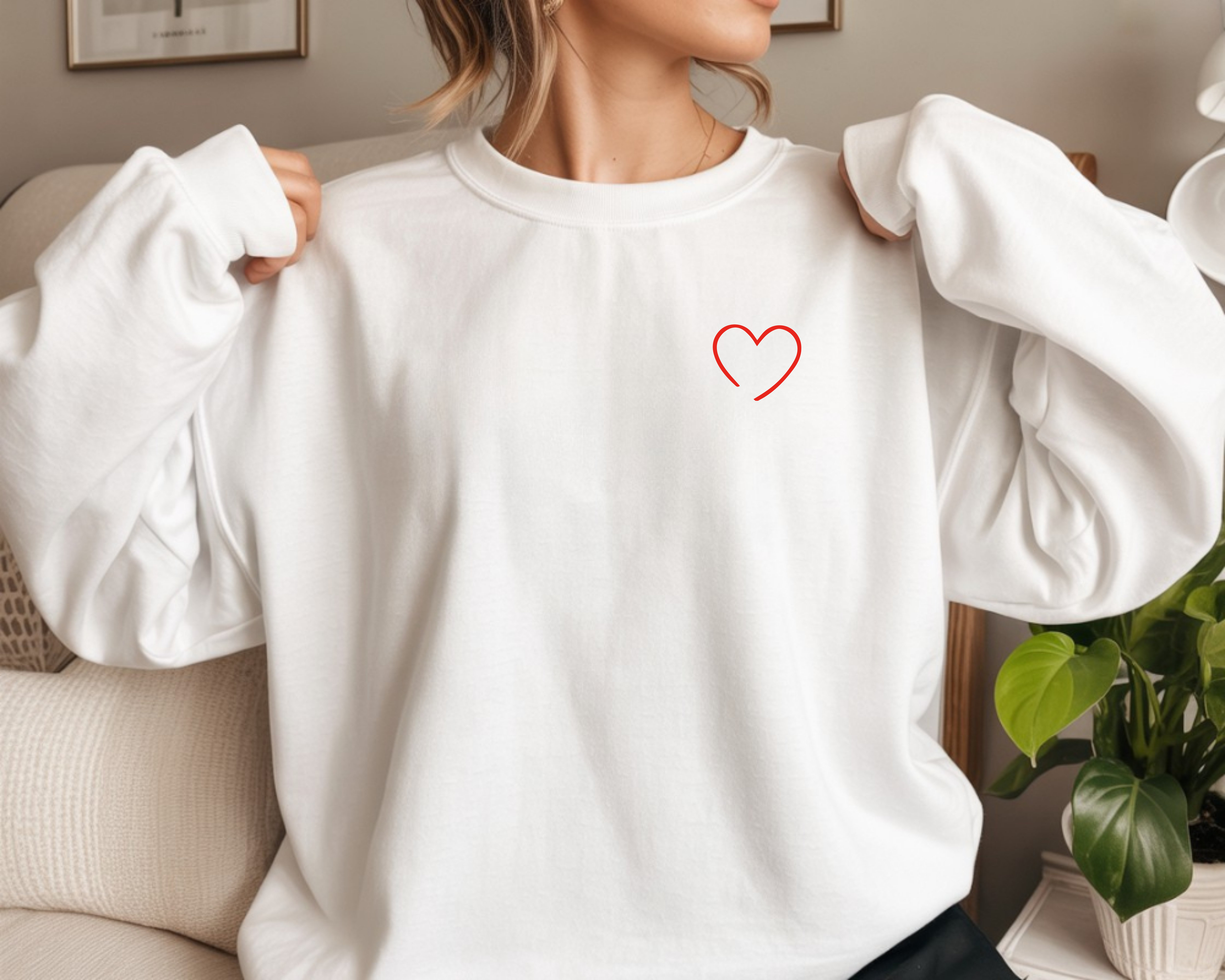Minimalist Heart Embroidered Sweatshirt
