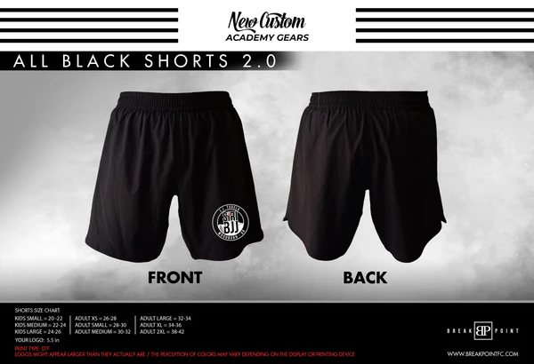 Siri Brazilian Jiu-Jitsu Woodburn All Black Custom Shorts 2.0 A
