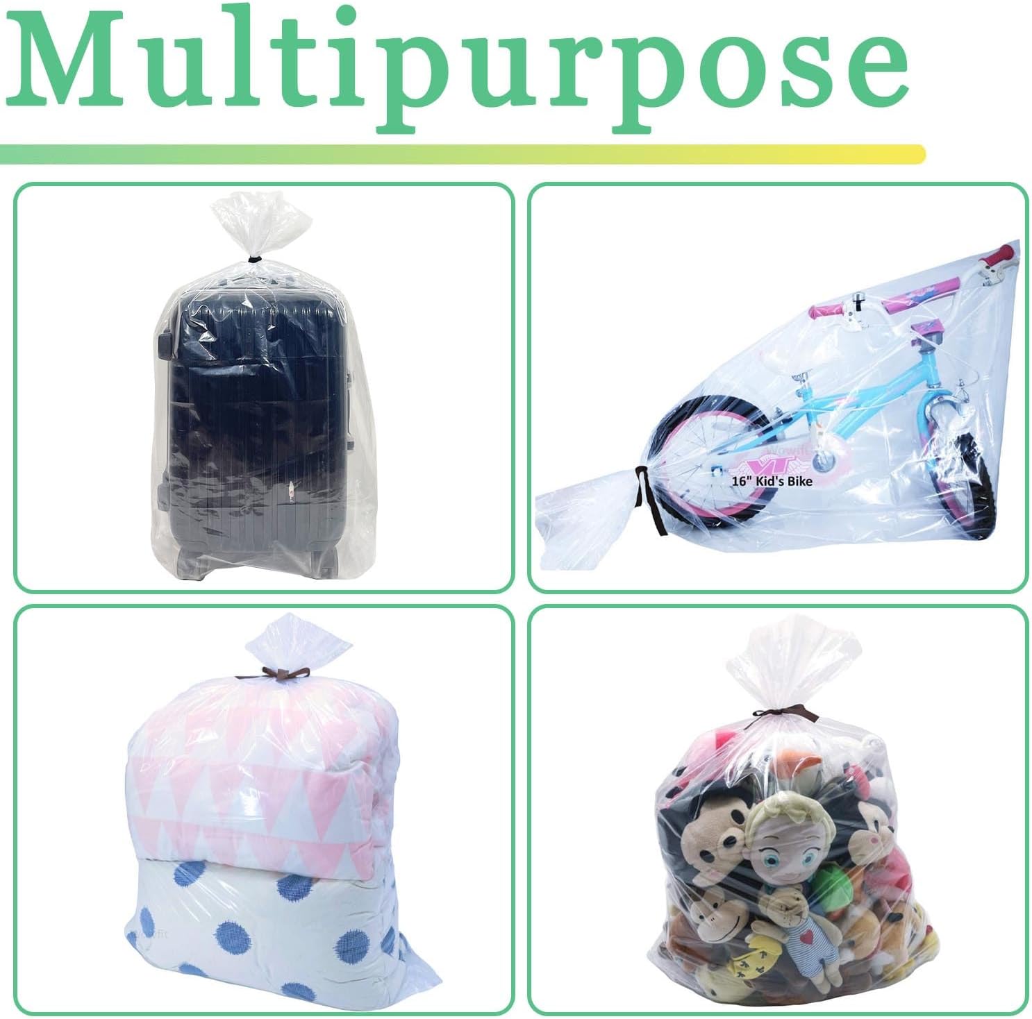 Plastic Flat Open Poly Bags,  Clear Plastic Bags, 30 Count Reusable Flat Open Storage Bags for Proofing Bread, Dough,Packaging, Storage Clothes, Craft, Gif