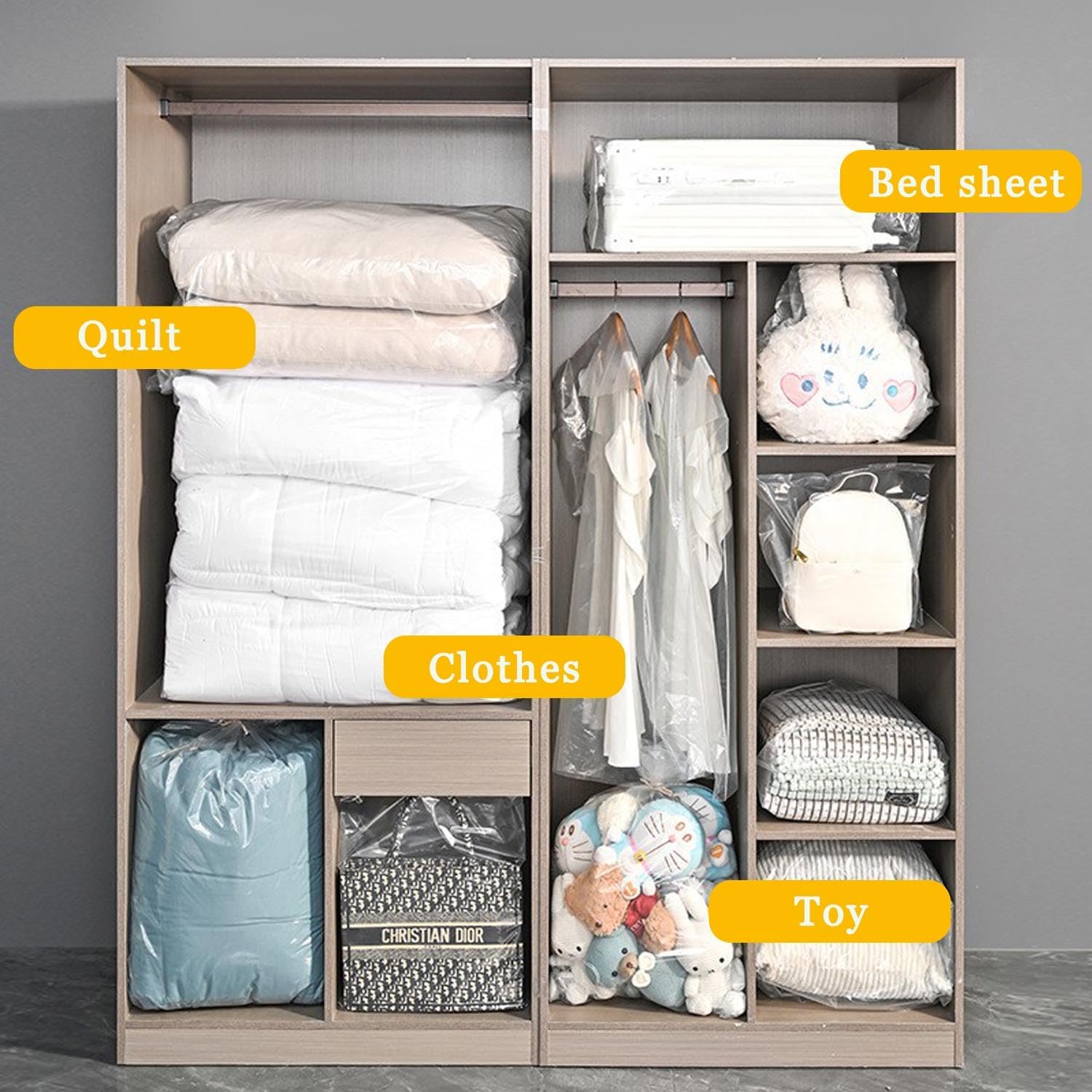 Plastic Flat Open Poly Bags,  Clear Plastic Bags, 30 Count Reusable Flat Open Storage Bags for Proofing Bread, Dough,Packaging, Storage Clothes, Craft, Gif