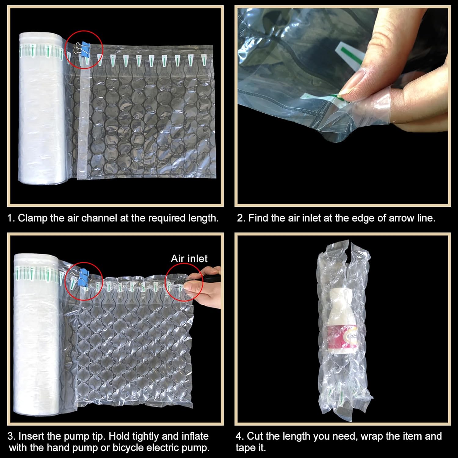 Inflatable Bubble Cushioning Wrap Roll Bottle Shipper Protector Sleeve Air Bubbles Packing Supplies for Fragile Items, Air Pillows for Shipping Moving Packaging Material