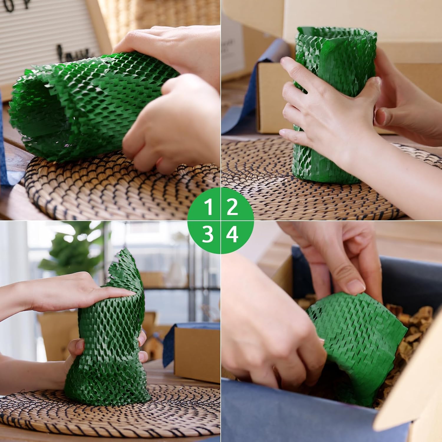 green Honeycomb Packing Paper