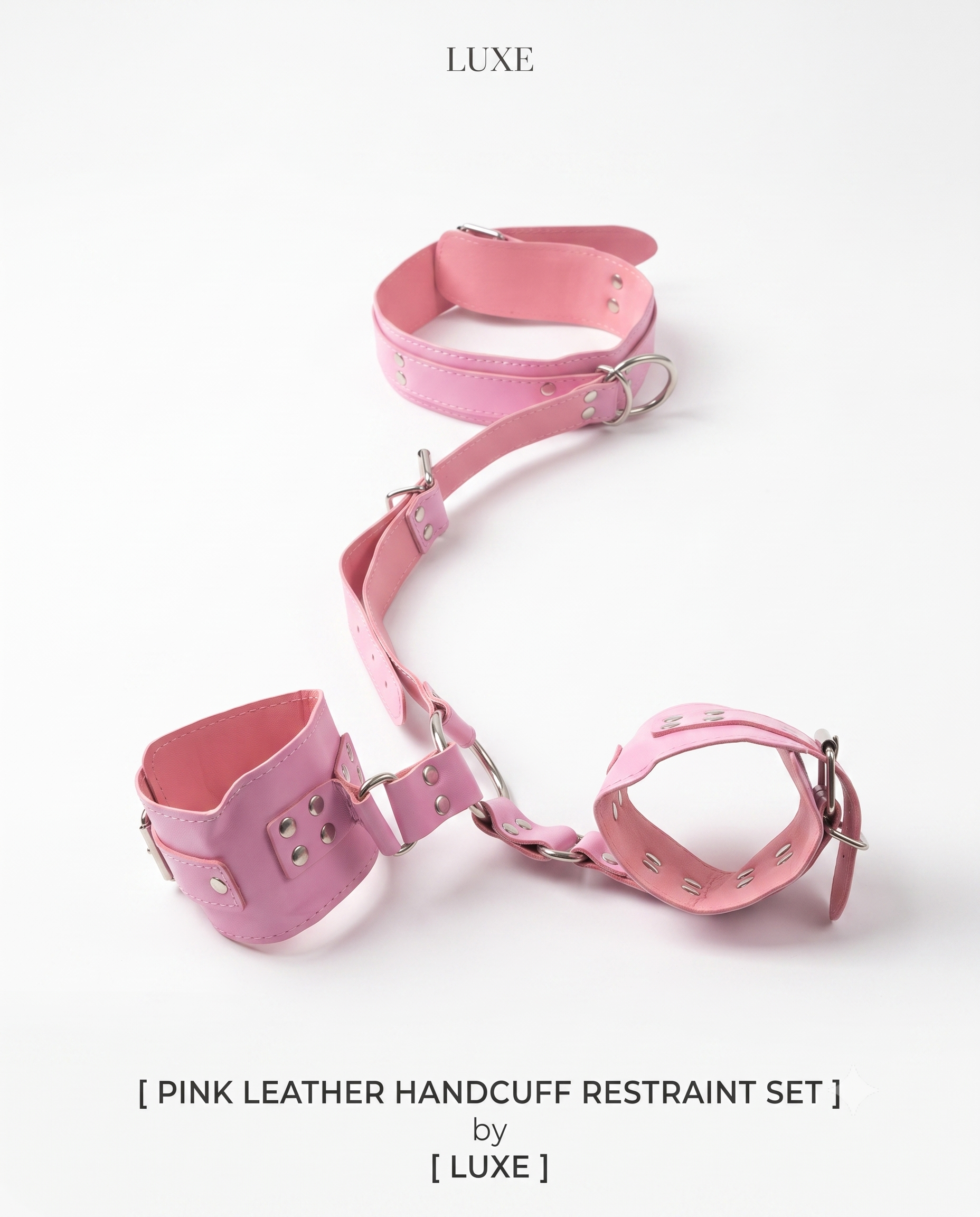 ACBN226 - Pink Restrained Handcuff Set with Neck Cuff