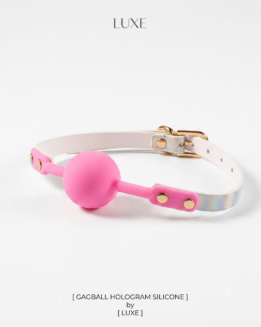 ACBN204 - Silicone Ball Gag Pink with Hologram Strap