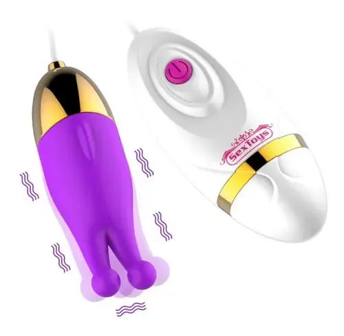 Mini Remote Control Jumping Egg Vibrator with Wired Clitoral Stimulator