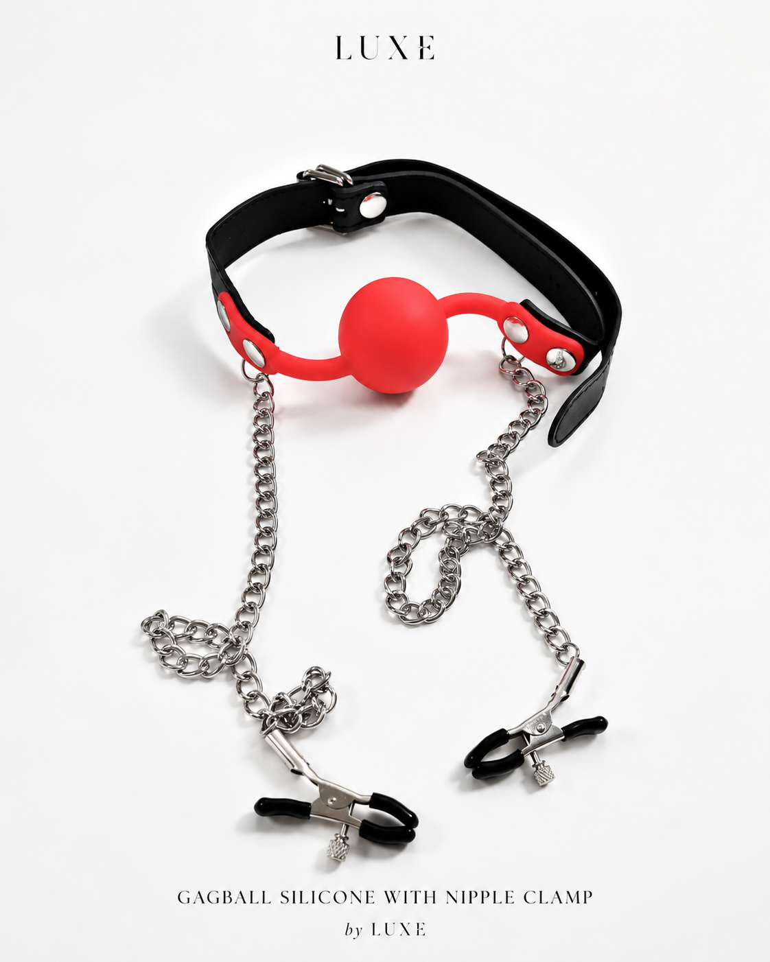 ACBN204 - Gag Ball Silicone with Nipple Clamp