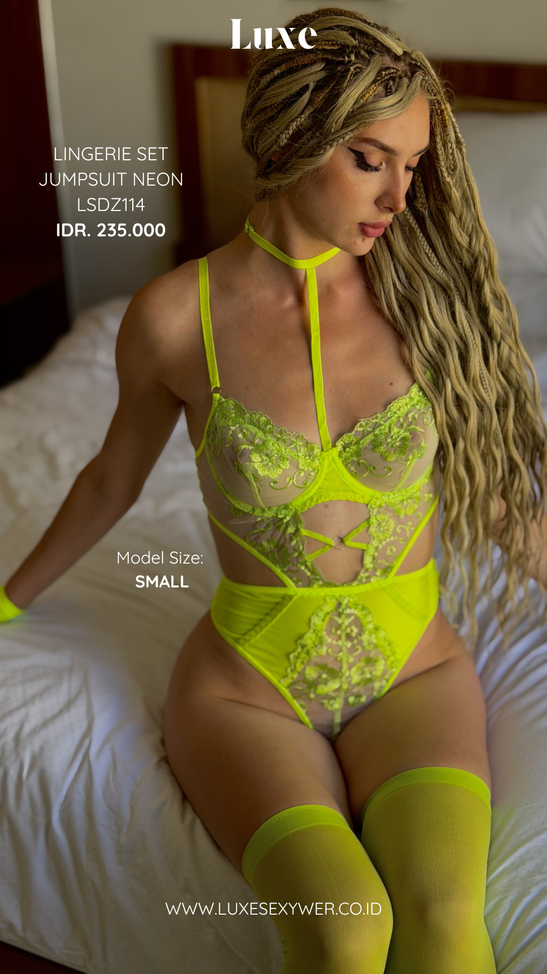 LSDZ114 - Jumpsuit Neon Green Lace