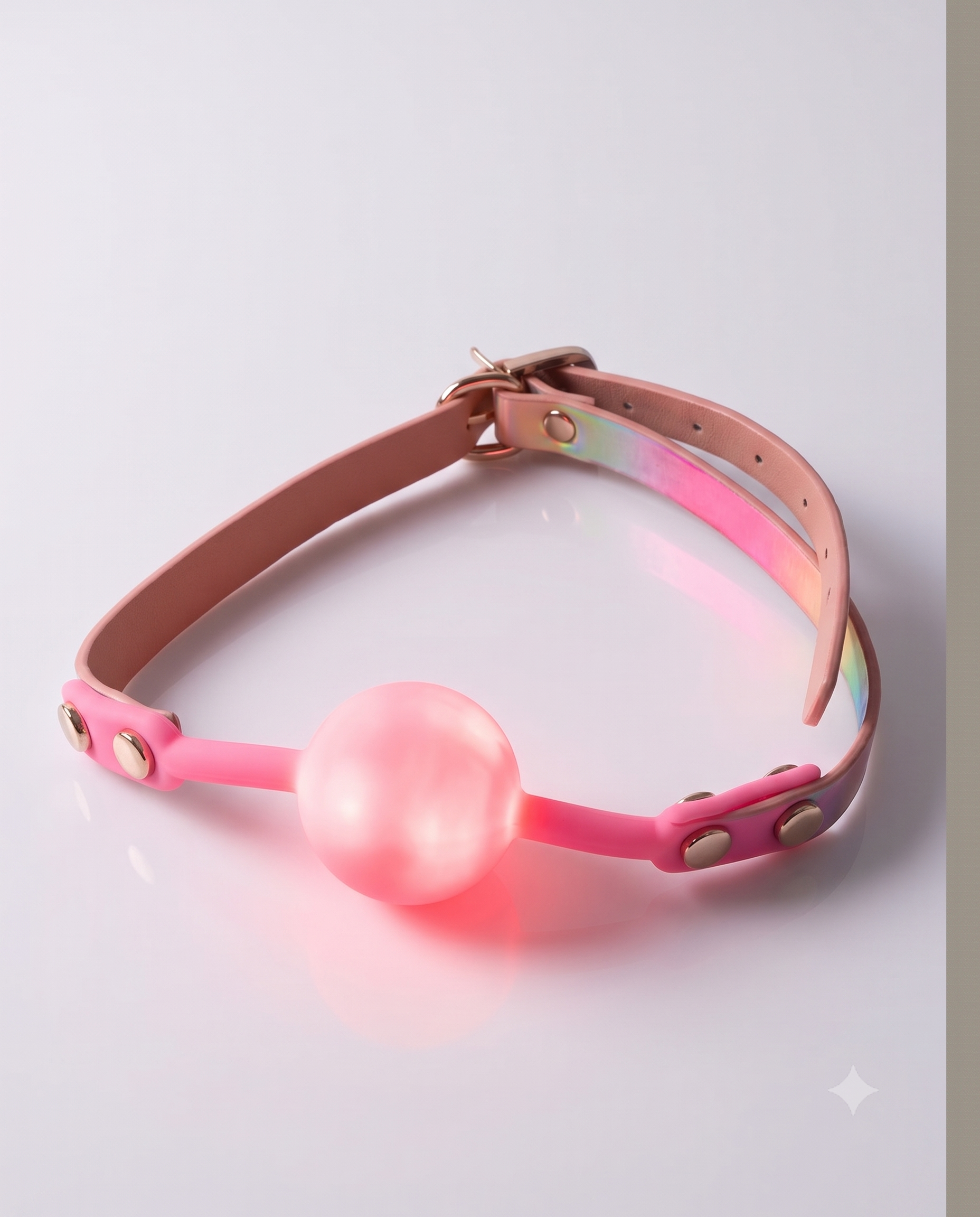 ACBN204 - Silicone Ball Gag Pink with Hologram Strap