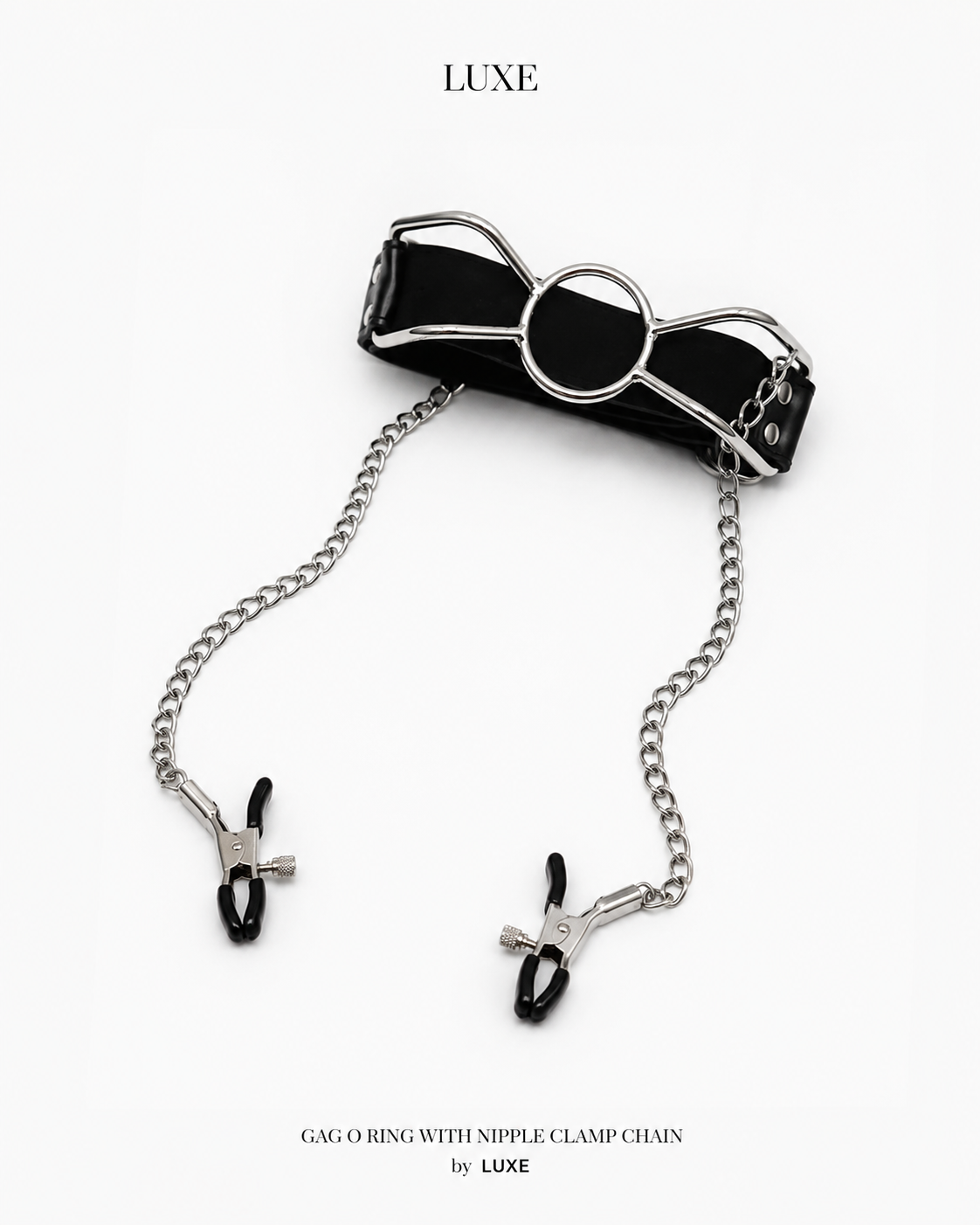ACBN203 - Silicone Bone Gag with Nipple Clamps & Chain