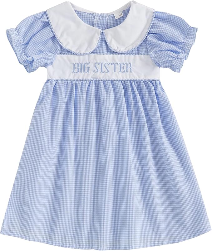 Big Sister Little Sister Matching Outfits Short Sleeve Bubble Romper Smocked Dress Toddler Girl Summer Clothes