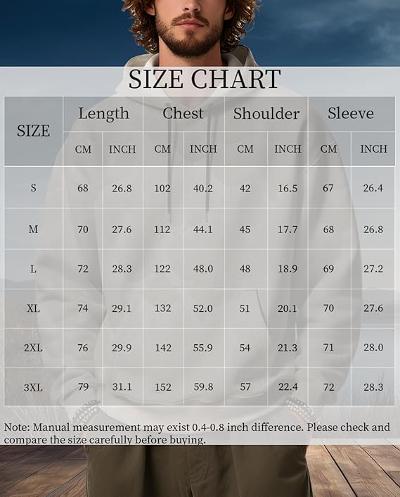 Men's Graphic Printed Hoodie Casual Long Sleeve Drawstring Hooded Sweatshirt Loose Fit Trendy Pullover for Fall