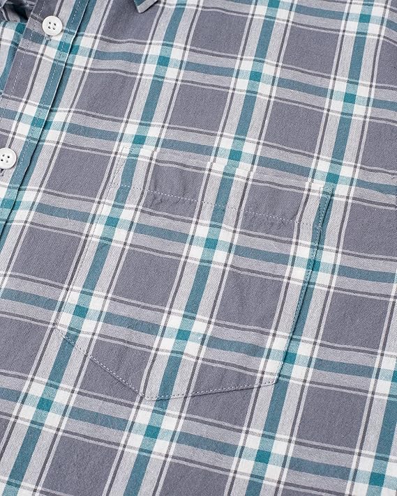 Alimens & Gentle Men's Plaid Button Down Shirts Cotton Long Sleeve Dress Shirts Regular Fit Gingham Shirts