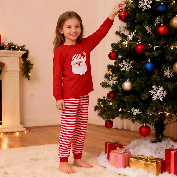 Tphon Girls Christmas Pajamas Toddler Boy Kids Holiday Pajamas Set Santa PJS Winter Sleepwear Children Clothes(Size 2T-12Y)