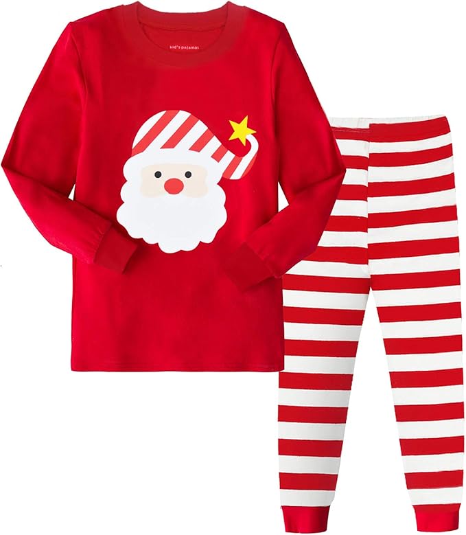 Tphon Girls Christmas Pajamas Toddler Boy Kids Holiday Pajamas Set Santa PJS Winter Sleepwear Children Clothes(Size 2T-12Y)