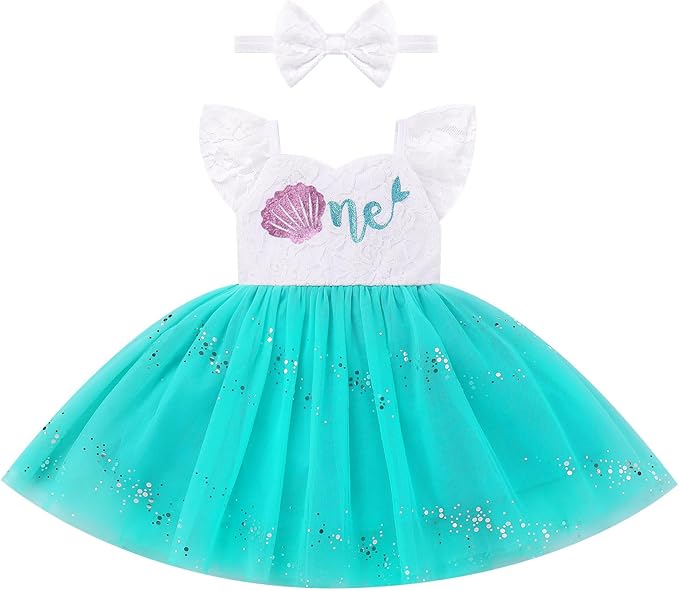 Baby Girl Fairy One Year Birthday Dress Floral Mermaid First Cake Smash Outfits Toddler 1st Communion Baptism Gown