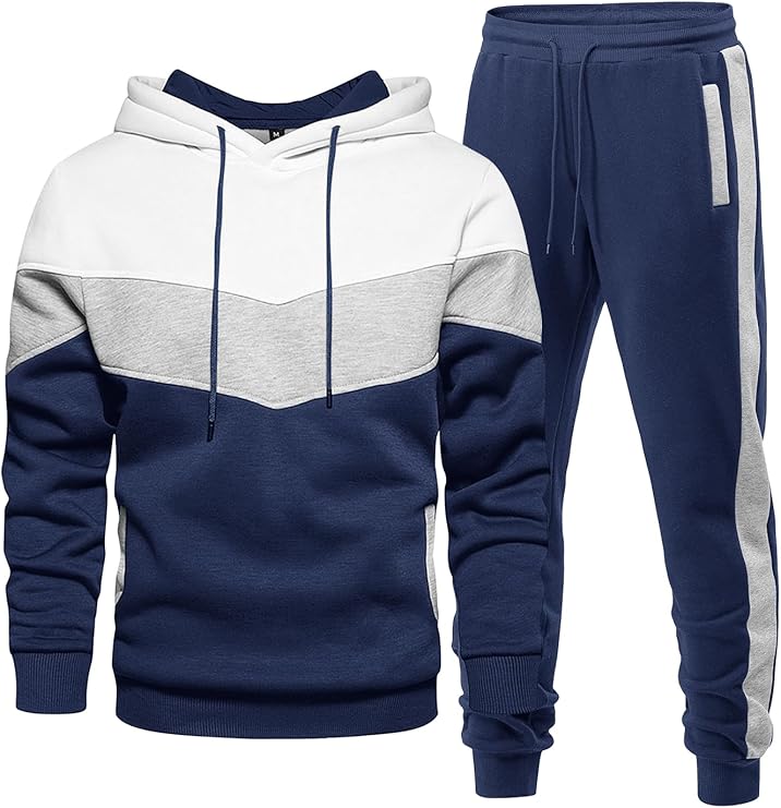 Men's Hoodie Tracksuit 2 Pieces Set Athletic Casual Hooded Sweatshirt and Joggers Set Sweatsuit Outfits