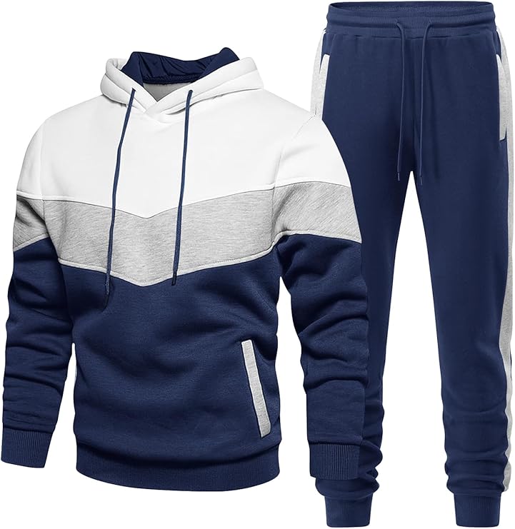 Men's Hoodie Tracksuit 2 Pieces Set Athletic Casual Hooded Sweatshirt and Joggers Set Sweatsuit Outfits