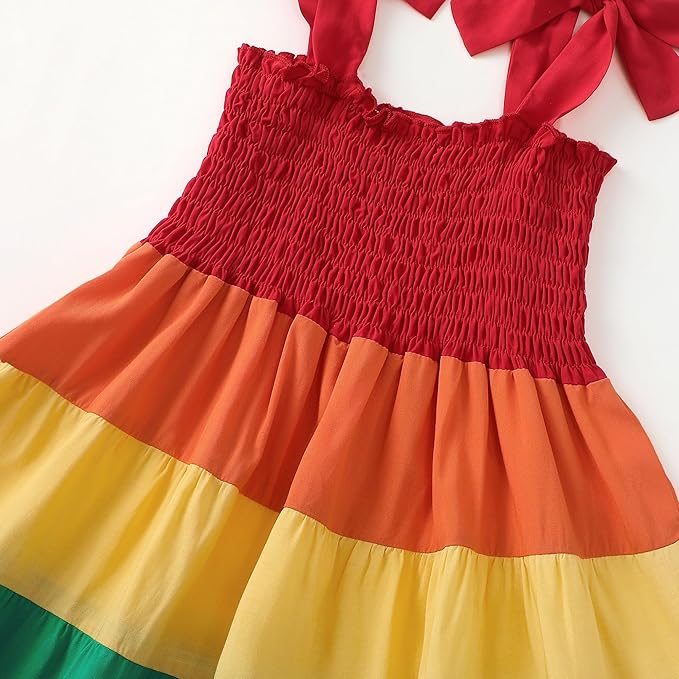 Magic Park Baby Toddler Girl Sleeveless Ruffle Dresses Child Summer Tiered Tie-Strap Beach Sundress Teen Casual A-Line Dress