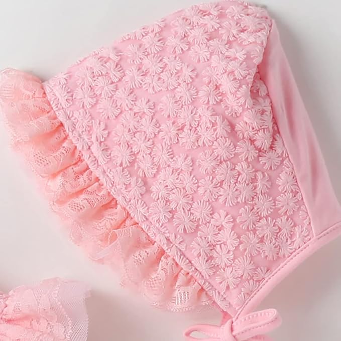 Newborn Infant Baby Girl Toddler Christmas Birthday Outfits Flower Print Soft Christening Baptism Dress with Bonnet