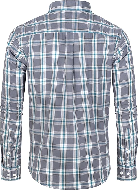 Alimens & Gentle Men's Plaid Button Down Shirts Cotton Long Sleeve Dress Shirts Regular Fit Gingham Shirts