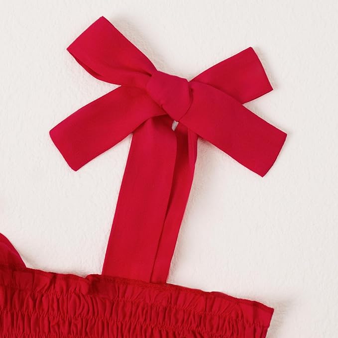 Magic Park Baby Toddler Girl Sleeveless Ruffle Dresses Child Summer Tiered Tie-Strap Beach Sundress Teen Casual A-Line Dress