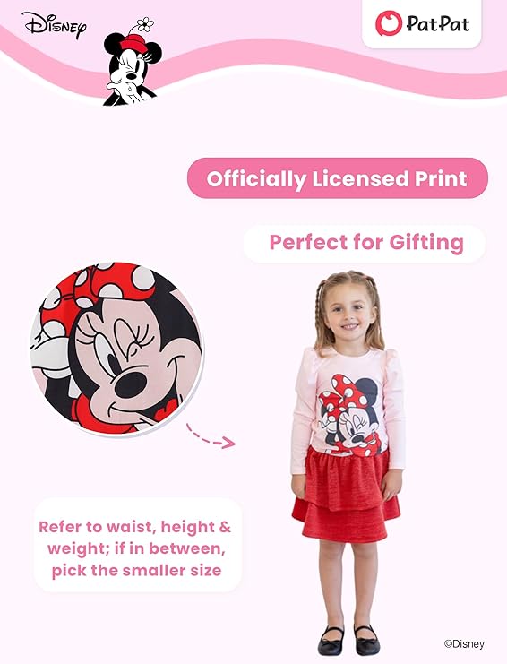 Disney Frozen Elsa Stitch Princess Minnie Toddler Girl 2 Piece Outfit Puff Sleeve Top & Sparkly Skirt Set Birthday Dress 2-9Y