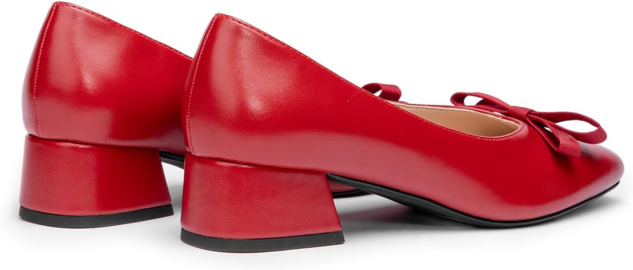 C.Paravano Women's Pumps | Low Chunky Heel | Block Heels for Women | Dress Shoes for Women | Comfortable Heels with Bow