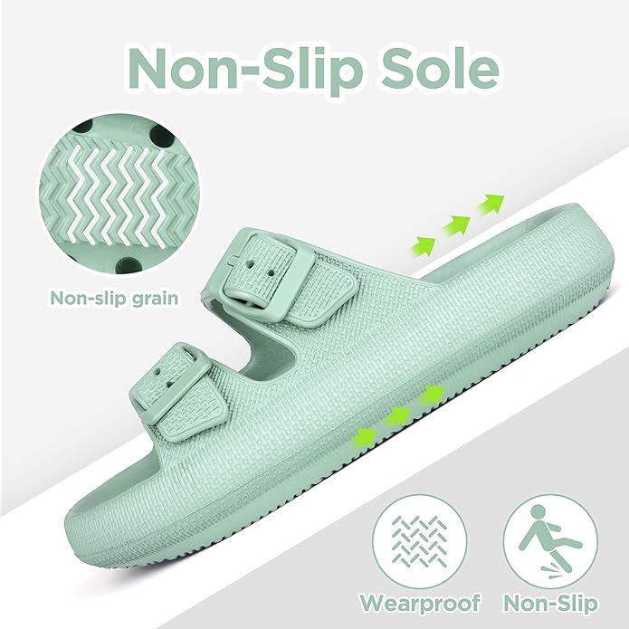 Kids Cloud Slides Girls Boys Double Buckle Slip On Sandals Youth Adjustable Flip Flops Summer Soft Pillow Slippers EVA Flat Beach Pool Shower Shoes