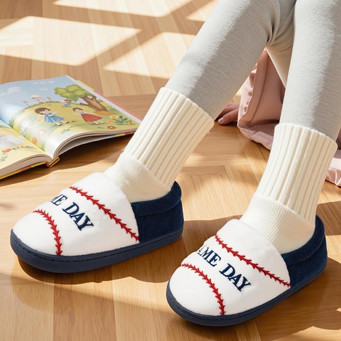 INMINPIN Kids Toddler Ball Sports Slippers Girls Boys Cozy Warm House Shoes Memory Foam Non-Slip Indoor Outdoor Slippers for Sports Fan (Toddler/Little Kid/Big Kid)