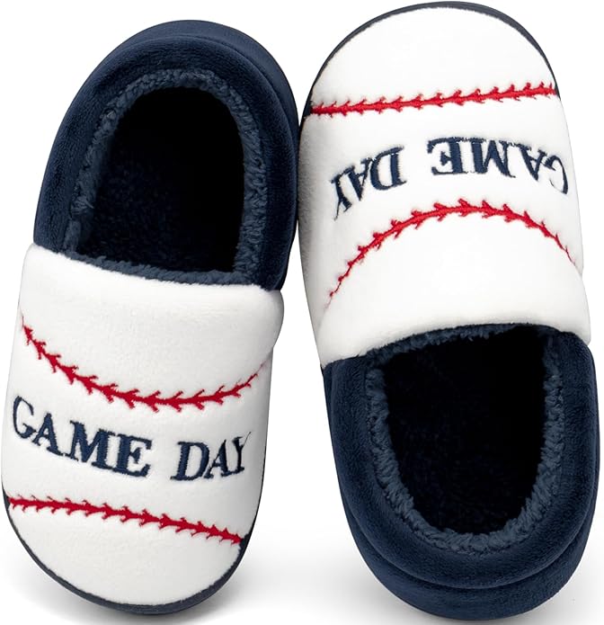 INMINPIN Kids Toddler Ball Sports Slippers Girls Boys Cozy Warm House Shoes Memory Foam Non-Slip Indoor Outdoor Slippers for Sports Fan (Toddler/Little Kid/Big Kid)