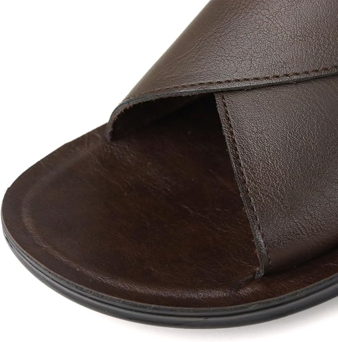 MGGMOKAY Mens Across Sandals Summer Leather Sandal Classic Soft Comfort Summer Shoes