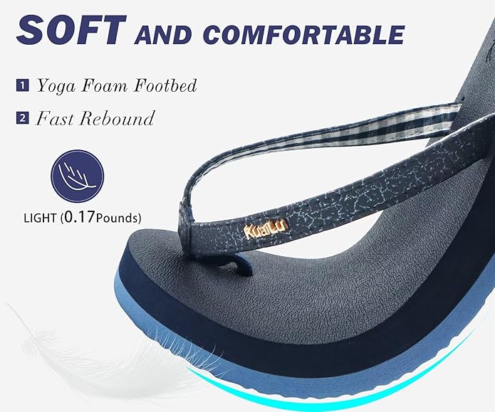 KuaiLu Womens Arch Support Flip Flops Comfortable Yoga Mat Slip on Summer Beach Walking Thong Cushion Sandals